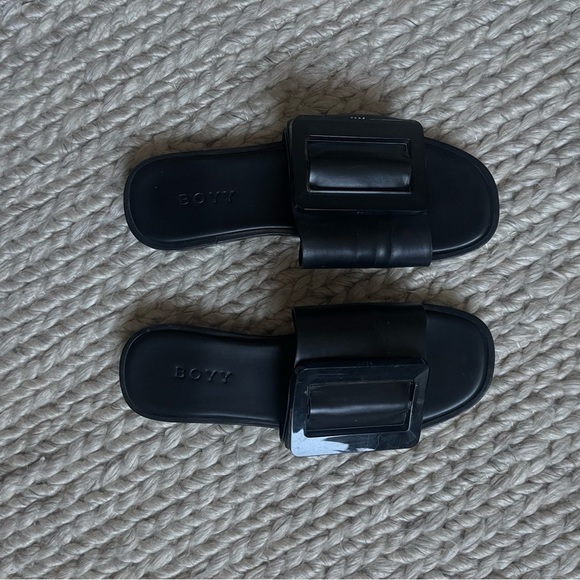 BOYY Black Slide Sandals with Oversized Buckle - Picture 2 of 4